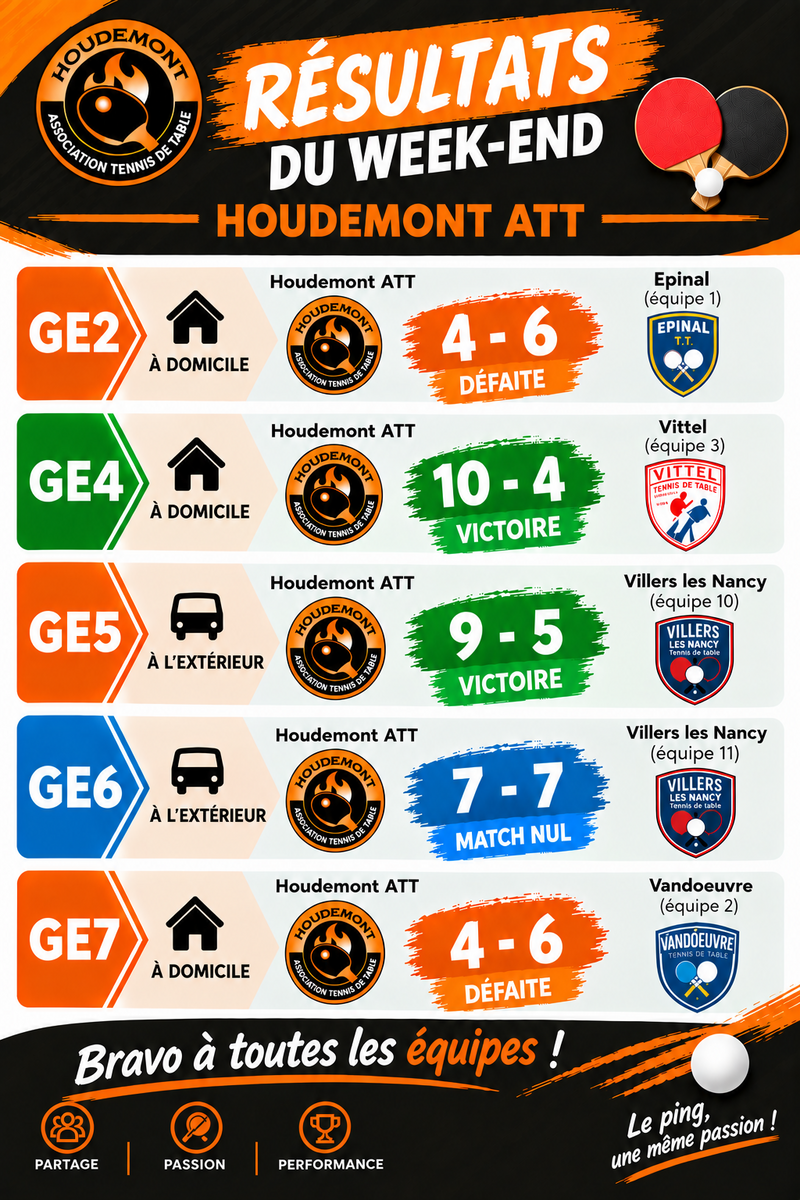 Championnat par équipes : Résultats journée 2