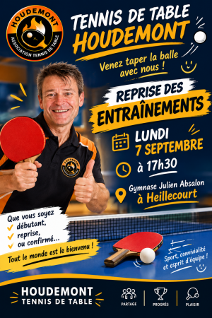 Reprise des entraînements le lundi 7 septembre à 17h30